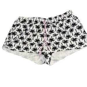 Old Navy Womens Palm Tree Print Swim Shorts L Polyester Black & White